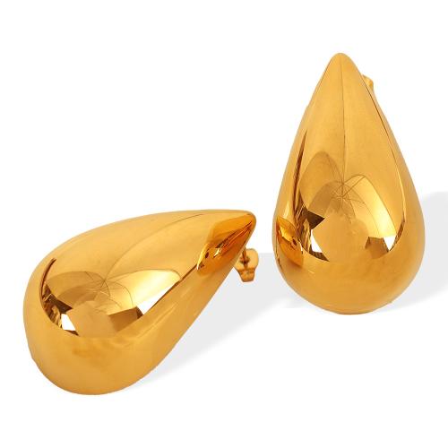 Stainless Steel Stud Earrings, 304 Stainless Steel, Teardrop, 18K gold plated, fashion jewelry & for woman, Sold By Pair