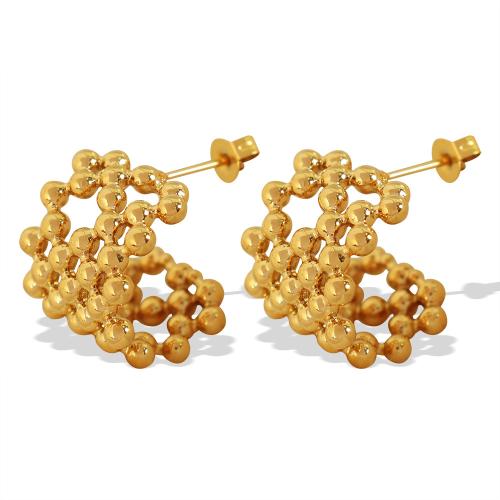 Goujon Laiton, Placage de couleur d'or, bijoux de mode & pour femme & creux, Vendu par paire