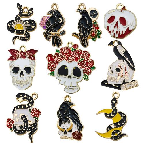 Tibetan Style Enamel Pendants, plated, Halloween Design & DIY, more colors for choice, Sold By PC