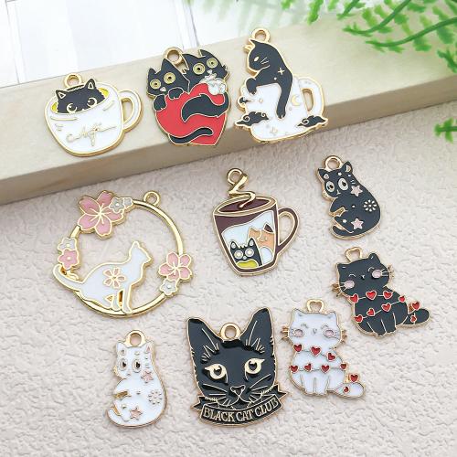 Tibetan Style Enamel Pendants, Cat, plated, DIY, more colors for choice, Sold By PC