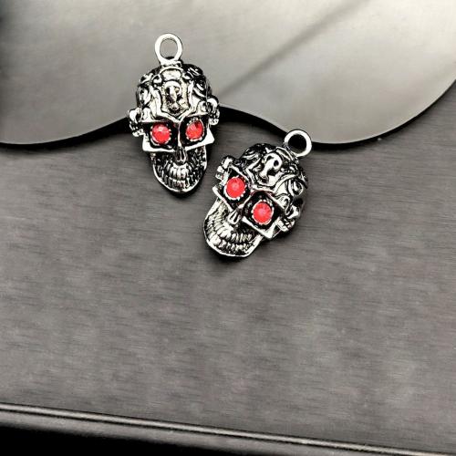 Tibetan Style Skull Pendants, plated, DIY & with rhinestone, Sold By PC