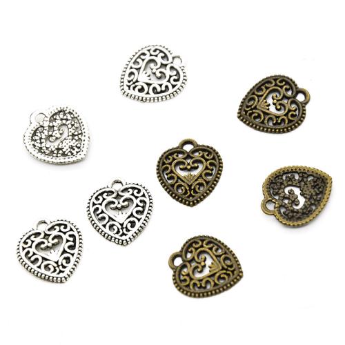 Tibetan Style Heart Pendants, plated, DIY, more colors for choice, 17x15mm, 100PCs/Bag, Sold By Bag