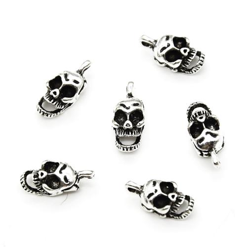 Tibetan Style Skull Pendants, plated, DIY, more colors for choice, 15x7mm, 100PCs/Bag, Sold By Bag