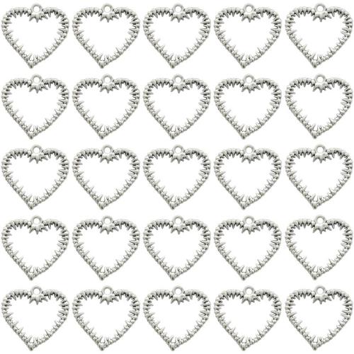 Tibetan Style Heart Pendants, plated, DIY, 24x24mm, 100PCs/Bag, Sold By Bag