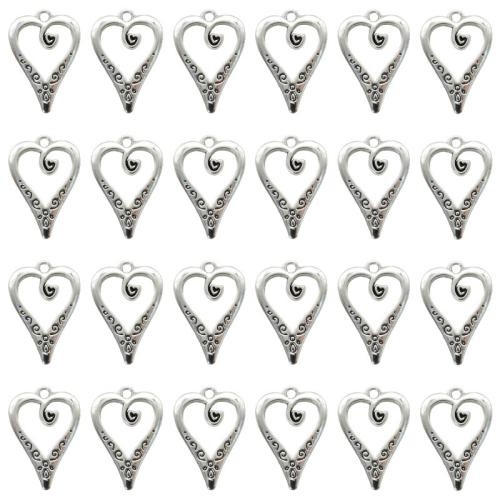 Tibetan Style Heart Pendants, plated, DIY, 25x17mm, 100PCs/Bag, Sold By Bag