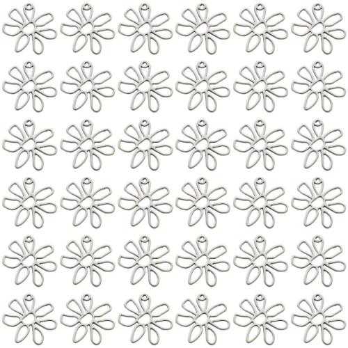 Pendentifs fleurs en alliage de zinc, Placage, DIY, 25x24mm, 100PC/sac, Vendu par sac