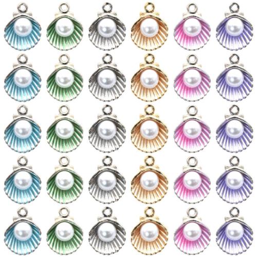 Tibetan Style Enamel Pendants, with Plastic Pearl, Shell, plated, DIY, more colors for choice, 15x12mm, 100PCs/Bag, Sold By Bag