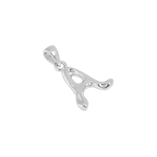 925 Sterling Silver Pendant, Alphabet Letter, DIY & different styles for choice, silver color, pendant length 12-16mm, Sold By PC