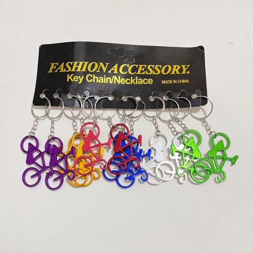 Porte-clés, alliage de zinc, vélo, Placage, unisexe, couleurs mélangées, 55mm, 12PC/fixé, Vendu par fixé