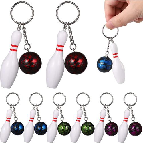 Bag Purse Charms Keyrings Keychains, PVC Plastic, with Tibetan Style, Bowling, Unisex, more colors for choice, 105mm, Sold By PC