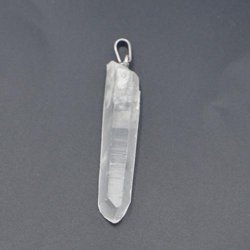 Pendentifs quartz naturel, quartz clair, avec fer & Acier inoxydable 304, DIY, transparent, about:50-30mmx15-5mm, Vendu par PC