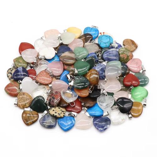 Gemstone Pendants Jewelry, with Iron & 304 Stainless Steel, Heart, DIY & different size for choice, Random Color, Sold By PC