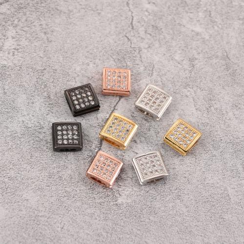 Cubic Zirconia Micro Pave Brass Beads,  Square, plated, DIY & micro pave cubic zirconia, more colors for choice, nickel, lead & cadmium free, Sold By PC