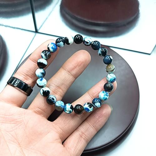 Agate Jewelry Bracelet, Round, Unisex, blue, Sold By PC