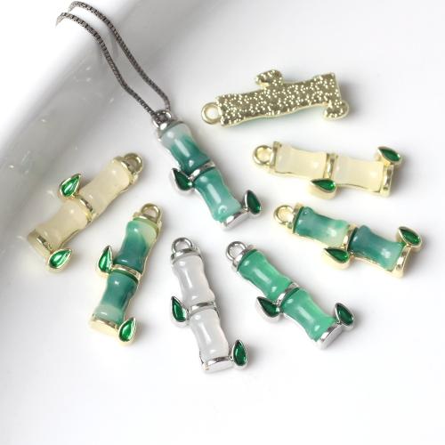 Tibetan Style Enamel Pendants, with Resin, Bamboo, plated, DIY, more colors for choice, nickel, lead & cadmium free, 20x7mm, 100PCs/Bag, Sold By Bag