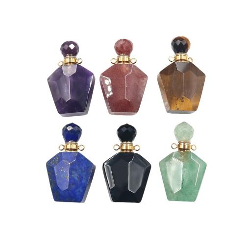 Natural Stone Perfume Bottle Pendant, Pentagon, DIY & different materials for choice, more colors for choice, nickel, lead & cadmium free, 38x23mm, Sold By PC