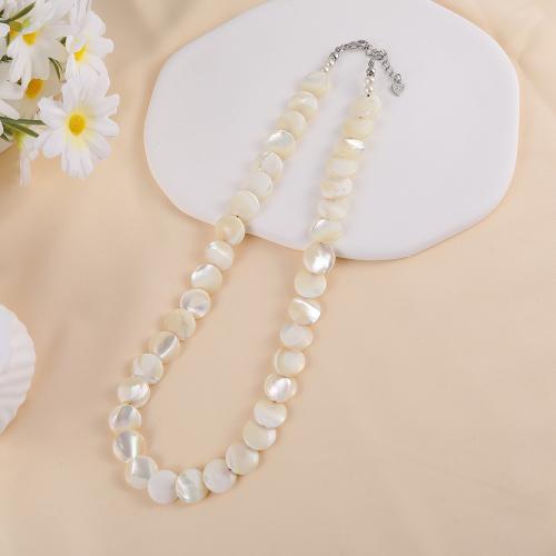 Shell Necklaces, Pearl Oyster, Slightly Round, for woman, nickel, lead & cadmium free, Length:46 cm, Sold By PC