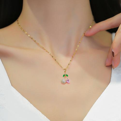 Collier d'acier titane, avec laiton, Placage de couleur d'or, bijoux de mode & styles différents pour le choix & avec strass, doré, Vendu par PC