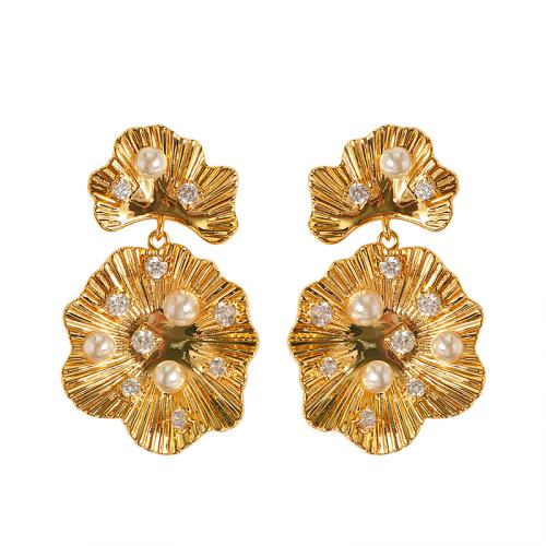 Boucles d'oreilles en laiton zircon cubique pavent, avec perle de plastique, Placage, bijoux de mode & pavé de micro zircon, plus de couleurs à choisir, protéger l'environnement, sans nickel, plomb et cadmium, 20x35mm, Vendu par paire