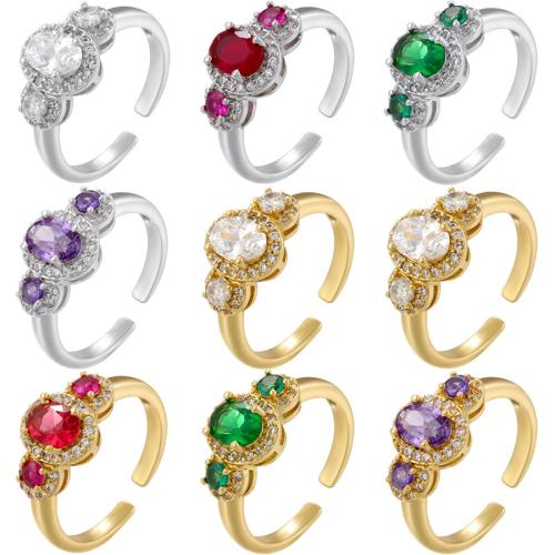 Cubique anneau en laiton Circonia Micro Pave, Placage, bijoux de mode & pavé de micro zircon & pour femme, plus de couleurs à choisir, Vendu par PC