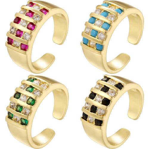 Cúbicos Circonia Micro Pave anillo de latón, metal, 18K chapado en oro, diferentes materiales para la opción & micro arcilla de zirconia cúbica & para mujer, Vendido por UD