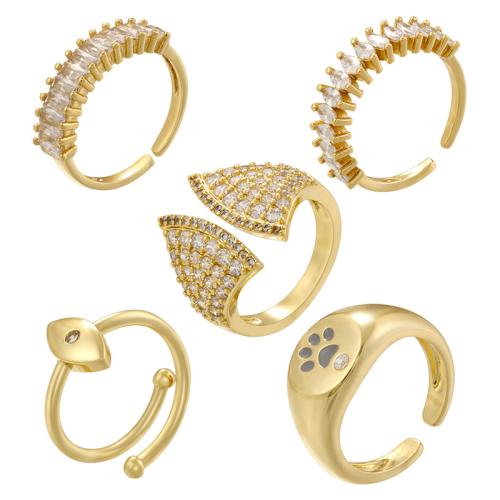 Cubique anneau en laiton Circonia Micro Pave, Placage, styles différents pour le choix & pavé de micro zircon & pour femme, plus de couleurs à choisir, Vendu par PC