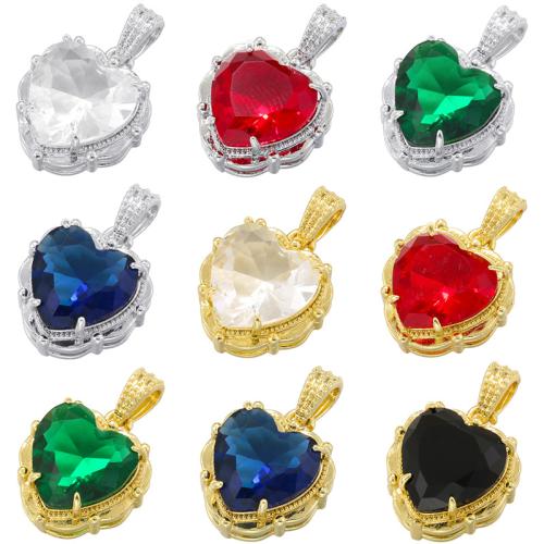 Cubic Zirconia Micro Pave Brass Pendant, Heart, plated, DIY & micro pave cubic zirconia, more colors for choice, Sold By PC