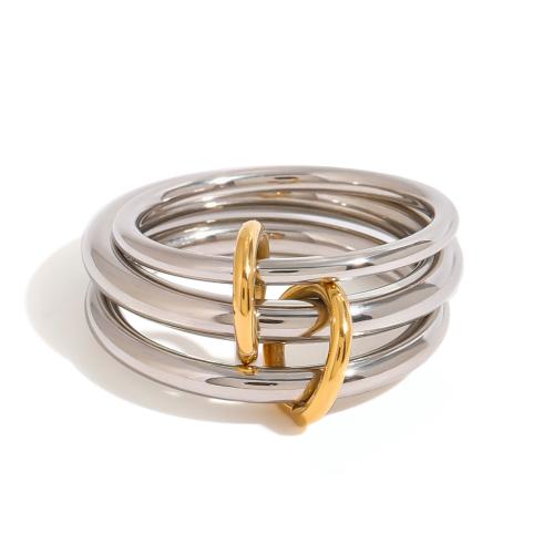 Stainless Steel Finger Ring, 304 Stainless Steel, plated, three layers & for woman & two tone, Sold By PC