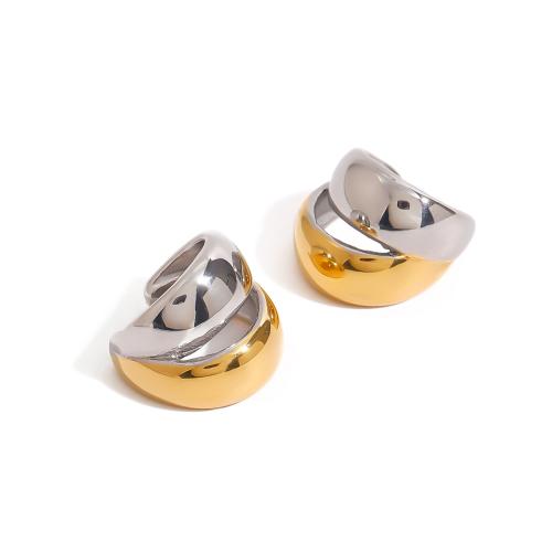 Fashion Earring Cuff and Wraps, 304 Stainless Steel, plated, for woman & two tone & hollow, Sold By Pair