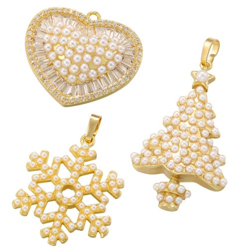 Brass Jewelry Pendants, with Plastic Pearl, plated, DIY & different styles for choice, more colors for choice, Sold By PC