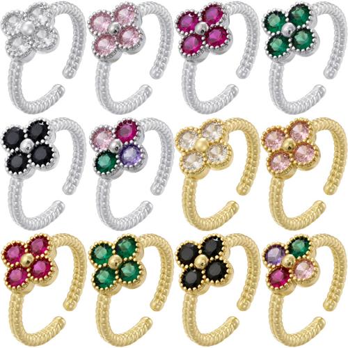 Cubique anneau en laiton Circonia Micro Pave, Placage, bijoux de mode & pavé de micro zircon & pour femme, plus de couleurs à choisir, Vendu par PC