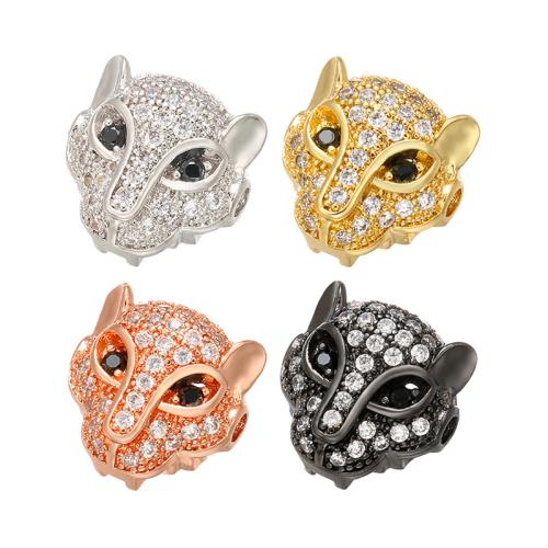 Cubic Zirconia Micro Pave Brass Beads, Leopard, plated, DIY & micro pave cubic zirconia, more colors for choice, Sold By PC