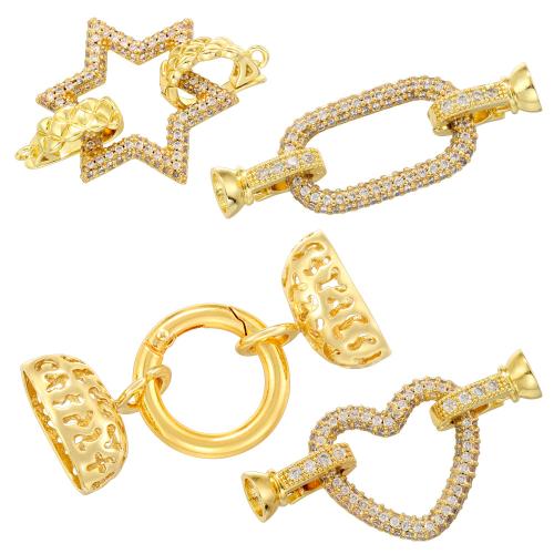 Brass Jewelry Clasps, plated, DIY & different styles for choice & micro pave cubic zirconia, more colors for choice, Sold By PC