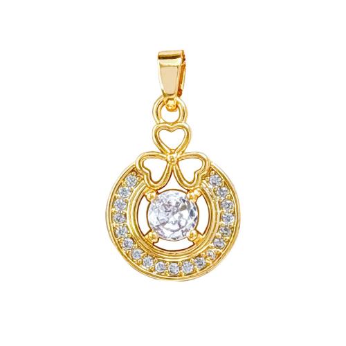 Cubic Zirconia Micro Pave Brass Pendant, real gold plated, DIY & micro pave cubic zirconia & hollow, Sold By PC