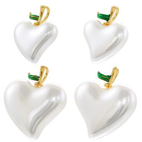 Brass Heart Pendants, with Shell Pearl, plated, DIY & different size for choice, golden, Sold By PC