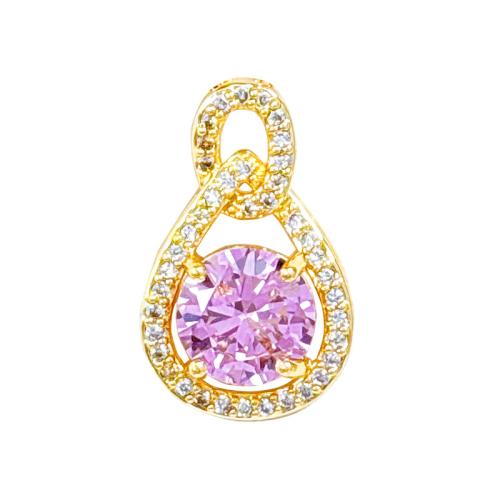 Cubic Zirconia Micro Pave Brass Pendant, real gold plated, DIY & micro pave cubic zirconia & hollow, Sold By PC