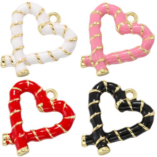 Brass Heart Pendants, gold color plated, DIY & enamel & hollow, more colors for choice, Sold By PC