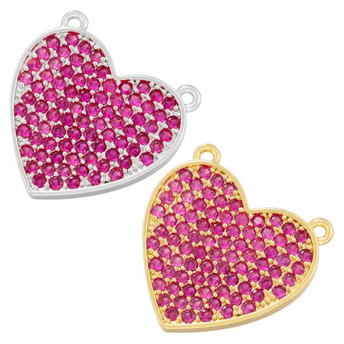 Cubic Zirconia Micro Pave Brass Pendant, Heart, plated, DIY & micro pave cubic zirconia, more colors for choice, Sold By PC