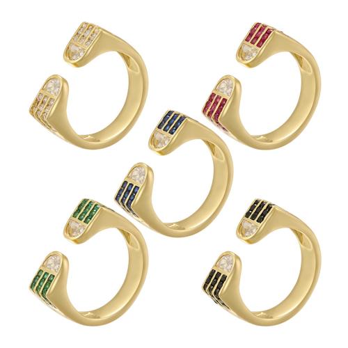 Cubic Zirconia Micro Pave Brass Ring, gold color plated, fashion jewelry & micro pave cubic zirconia & for woman, more colors for choice, Sold By PC