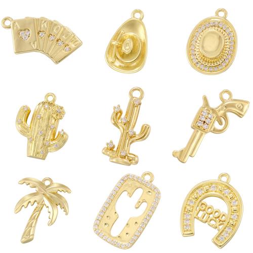 Cubic Zirconia Micro Pave Brass Pendant, plated, DIY & different styles for choice & micro pave cubic zirconia, more colors for choice, Sold By PC