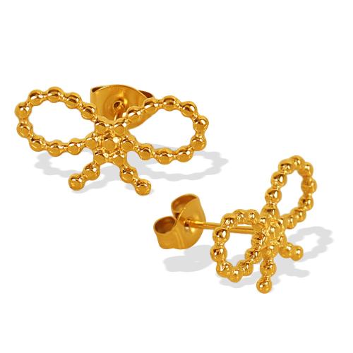 Pendientes de Acero Inoxidable, acero inoxidable 304, Lazo, 18K chapado en oro, Joyería & para mujer & hueco, Vendido por Par