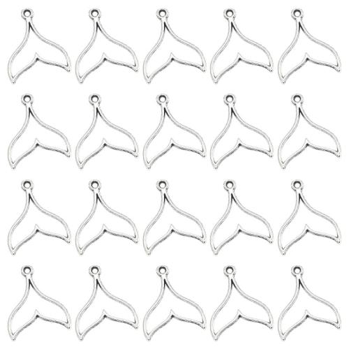 Pendentifs en alliage de zinc, Queue de sirène, Placage, DIY, 20x17mm, 100PC/sac, Vendu par sac