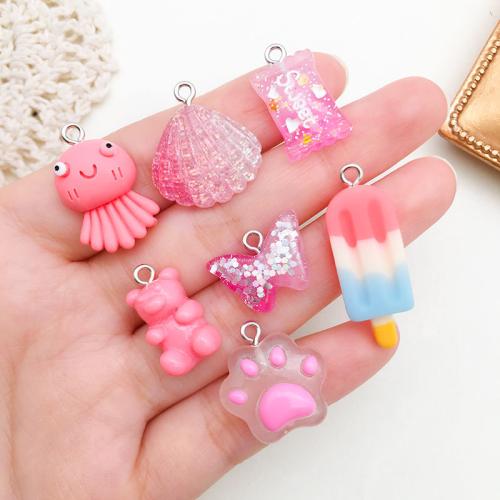 Pendentifs en plastique, avec résine, Placage, DIY & styles différents pour le choix, plus de couleurs à choisir, 100PC/sac, Vendu par sac