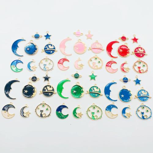 Tibetan Style Enamel Pendants, plated, random style & DIY, more colors for choice, 24PCs/Bag, Sold By Bag