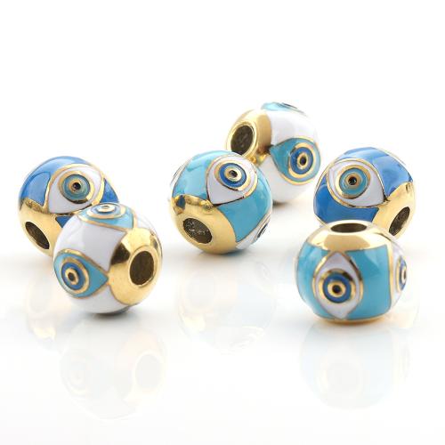 Fashion Evil Eye Jewelry Beads, 304 Stainless Steel, plated, DIY & evil eye pattern & enamel, more colors for choice, Sold By PC