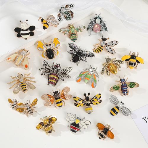 Tibetan Style Brooch, Bee, plated, different styles for choice & for woman & enamel & with rhinestone, brooch length 30-50mm, Sold By PC