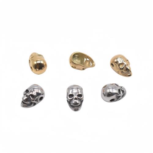 Stainless Steel Beads, 304 Stainless Steel, Skull, Vacuum Ion Plating, DIY, more colors for choice, 10.20x16.30x8.50mm, Hole:Approx 2.3mm, Approx 100PCs/Bag, Sold By Bag