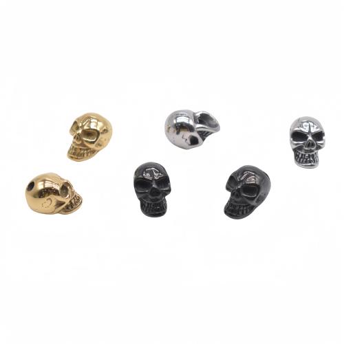 Stainless Steel Beads, 304 Stainless Steel, Skull, Vacuum Ion Plating, DIY, more colors for choice, 10.30x16.60x11.80mm, Hole:Approx 2.7mm, Approx 100PCs/Bag, Sold By Bag