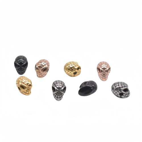 Stainless Steel Beads, 304 Stainless Steel, Skull, Vacuum Ion Plating, DIY, more colors for choice, 8.70x12.80x9.30mm, Hole:Approx 2.3mm, Approx 100PCs/Bag, Sold By Bag