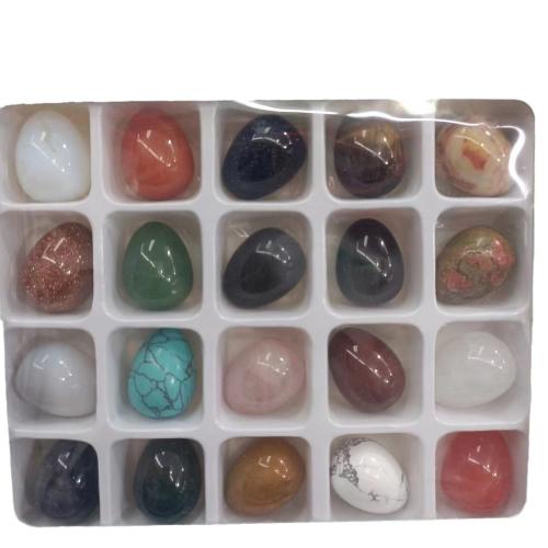 Fashion Decoration, Gemstone, egg, for home and office, mixed colors, 18x22mm, 20PCs/Box, Sold By Box